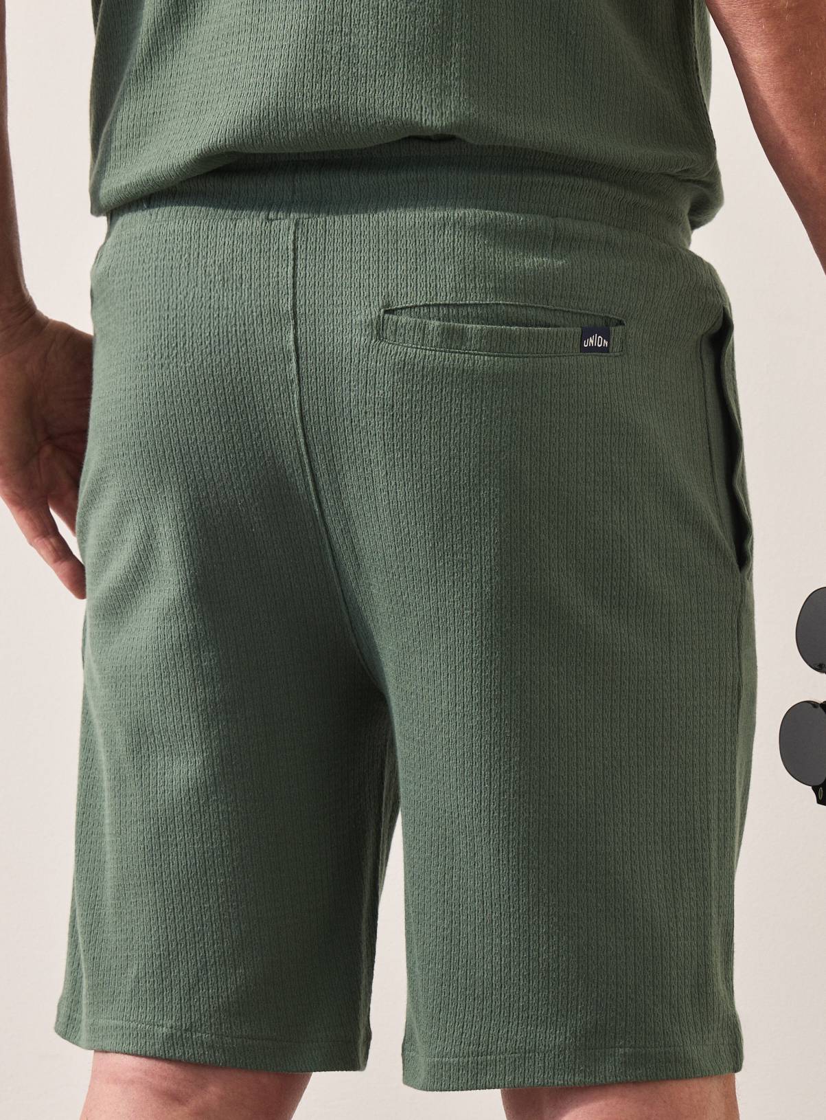 UNION WORKS Green Textured Co-ord Shorts  XL - Image 5